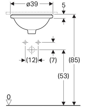 Geberit VariForm 39 cm alulról beépíthető mosdó túlfolyó nélkül 500.746.01.2