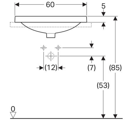 Geberit VariForm 60x40 cm beépíthető mosdó túlfolyóval 500.729.01.2