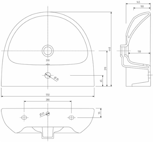 Geberit Selnova 55x44 cm mosdó ovális, csaplyukkal 500.315.01.1