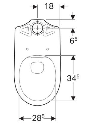 Geberit Selnova hátsó kifolyású monoblokkos Wc csésze, Rimfree, öblítőperem nélkül 500.283.01.1