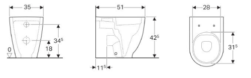 Geberit Acanto rimless - perem nélküli  magasított álló wc 500.602.01.2