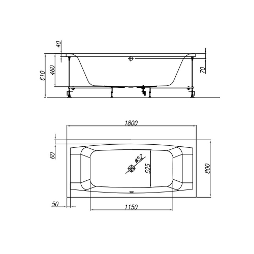 Kolpa-San Aida 180x80/M-1 Beépíthető egyenes fürdőkád vízmasszázs rendszerrel 993830