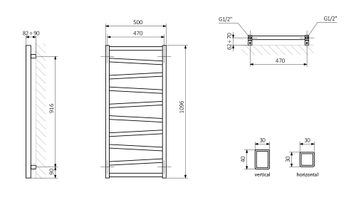 Sapho ZIG 500x1096mm fürdőszobai radiátor, struktúrált antracit ZG511A