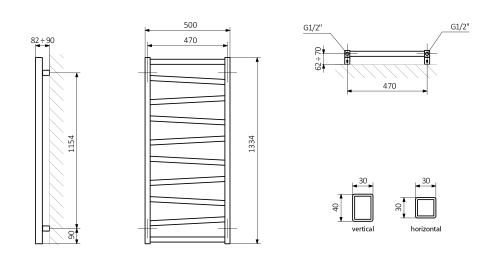 Sapho ZIG 500x1334mm fürdőszobai radiátor, struktúrált antracit ZG513A