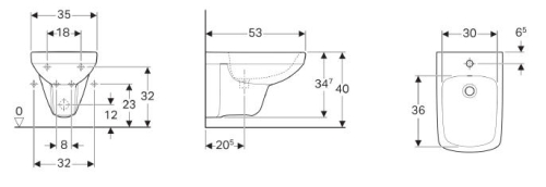 Geberit Selnova Square fali bidé 500.271.01.1