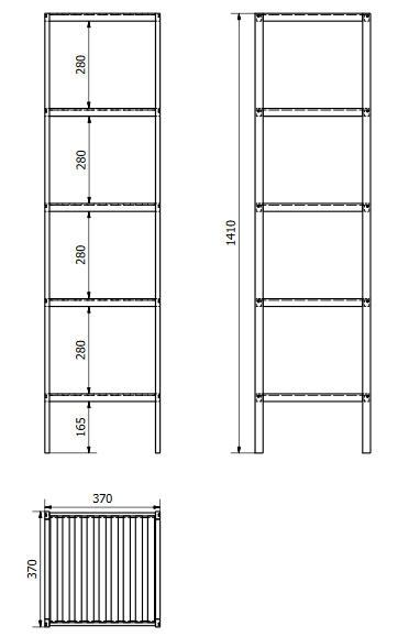 AQUALINE BAMBUS álló polc 5 szintes 37x141x37cm bambusz BI005