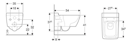 Geberit Xeno fali wc Rimfree - perem nélkül Keratect felülettel 500.500.01.1