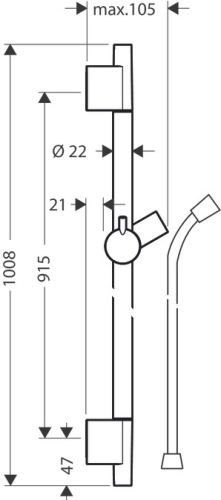 Hansgrohe Unica Zuhanyrúd S Puro 90 cm-es zuhanycsővel, polírozott arany hatású 28631990