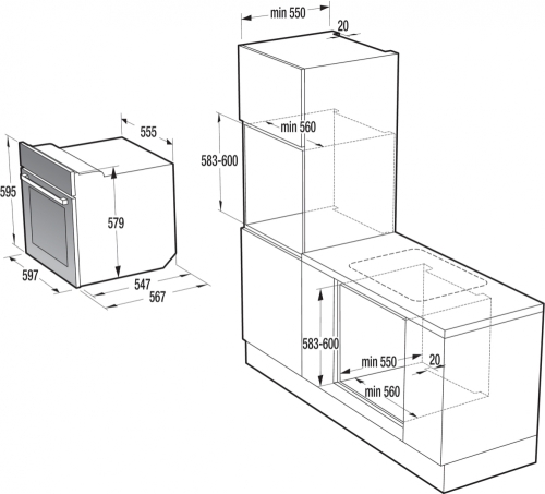 Gorenje Classico beépíthető elektromos sütő matt fekete BO7732CLB (732965)