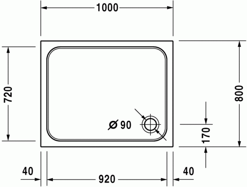 Duravit D-code 100x80 cm-es zuhanytálca 720106 (720106000000000)