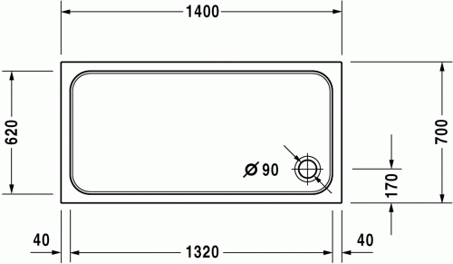 Duravit D-code 140x70 cm-es zuhanytálca 720095 (720095000000000)