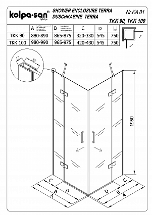 Kolpa-San TKK 100/K Terra Flat zuhanykabin 508720