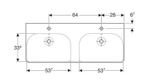 Geberit Smyle Square 120x48 cm-es dupla mosdó 500.223.01.1