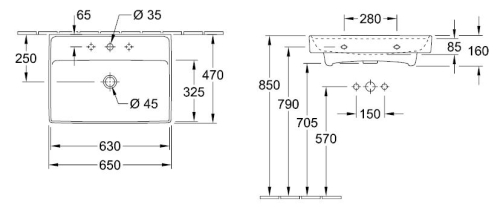 Villeroy & Boch Collaro 65x47 cm mosdó CermicPlus felülettel 4A3365R1 (4A33 65 R1)