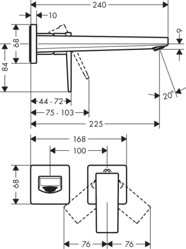 Hansgrohe Metropol egykaros falsík alatti mosdócsaptelep 225mm-es kifolyóval, matt fekete 32526670