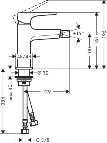 Hansgrohe Metropol egykaros bidécsaptelep push-open lefolyóval, polírozott arany hatású 32520990