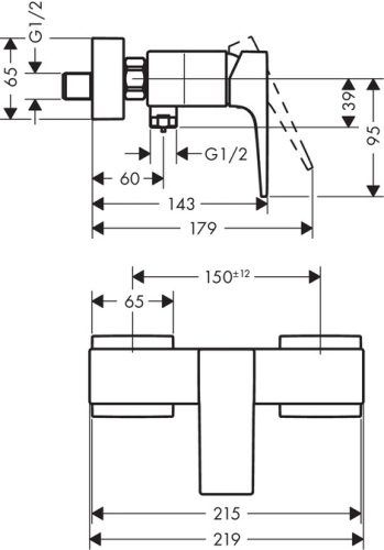 Hansgrohe Metropol egykaros zuhanycsaptelep, szálcsiszolt bronz 32560140