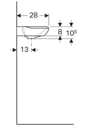 Geberit myDay 40x28 cm kézmosó jobbos csaplyukkal Keratect felülettel 125540600