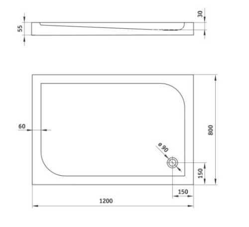 Deante Cubic 80x120 cm téglalap alakú zuhanytálca KTK 044B