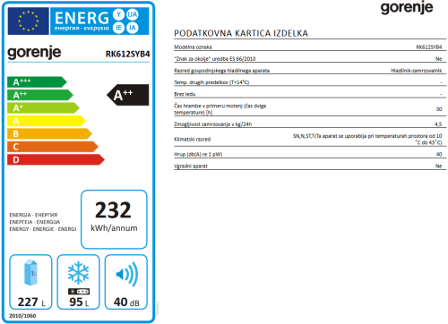 Gorenje RK612SYB4 alulfagyasztós kombinált hűtőszekrény