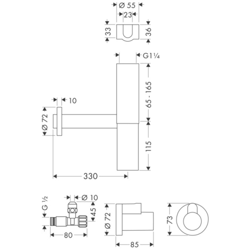 Hansgrohe AXOR Flowstar dizájn szifon szett, króm 51304000