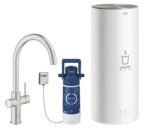 Grohe Red Duo csaptelep és kombi bojler L méret, supersteel (7 liter) (30079DC1)