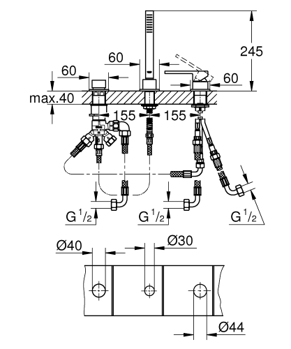 Grohe Plus háromlyukas kádtöltő csaptelep 23845003