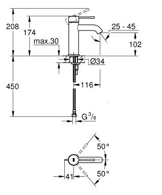 Grohe Essence New egykaros mosdócsaptelep leeresztő nélkül, S méret, hard graphite 23590A01