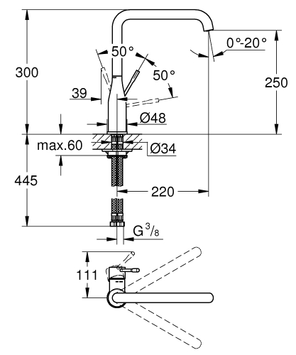 Grohe Essence egykaros mosogató csaptelep, hard graphite 30269A00