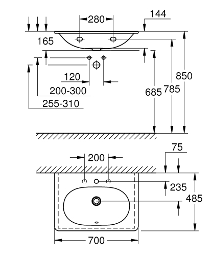 Grohe Essence 70x48,5 cm mosdó 3956400H