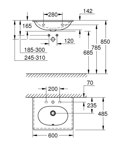 Grohe Essence 60x48,5 cm mosdó 3956500H