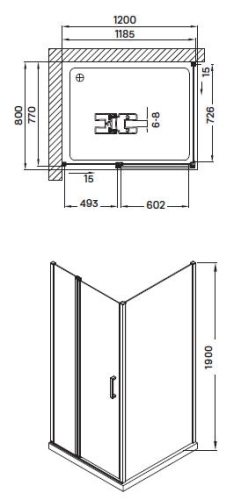 Wellis Triton Black 120x80 cm zuhanykabin WC00431