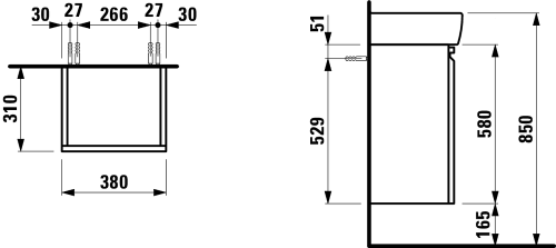 Laufen Pro alsószekrény 811951 mosdóhoz, balos ajtó zsanér, matt fehér H4830110954631