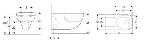 Geberit Selnova Comfort Square fali WC laposöblítésű 500.792.01.1