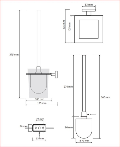 Sapho BEMETA NIKI Fali Wc kefetartó, 105x375x135mm, króm 153113012