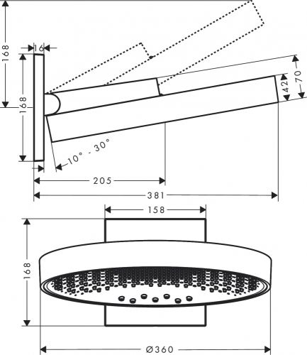 Hansgrohe Rainfinity Fejzuhany 360 3jet fali csatlakozóval, króm 26234000