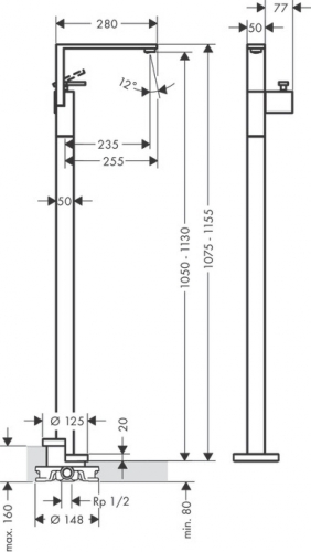 Hansgrohe AXOR Edge szabadonálló mosdócsaptelep push-open lefolyó-garnitúrával 46040000