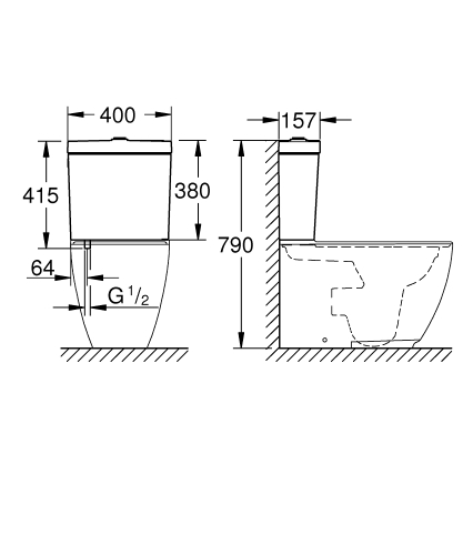 Grohe Essence monoblokkos wc tartály, alsó bekötésű 39579000