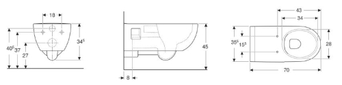 Geberit Selnova Comfort fali WC, hosszabb kivitel, Rimfree 500.693.01.2