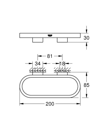 Grohe Selection törölközőtartó gyűrű, matt supersteel 41035DC0