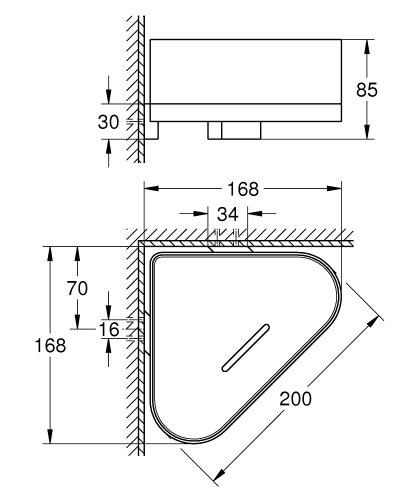 Grohe Selection sarok zuhanytermék tartó, tartókonzollal, króm 41038000