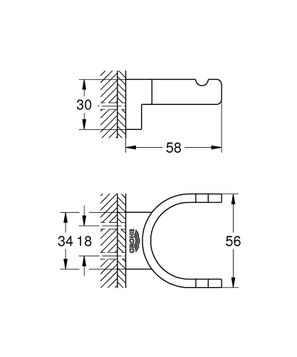 Grohe Selection dupla fürdőköntös akasztó, hard grafit 41049A00