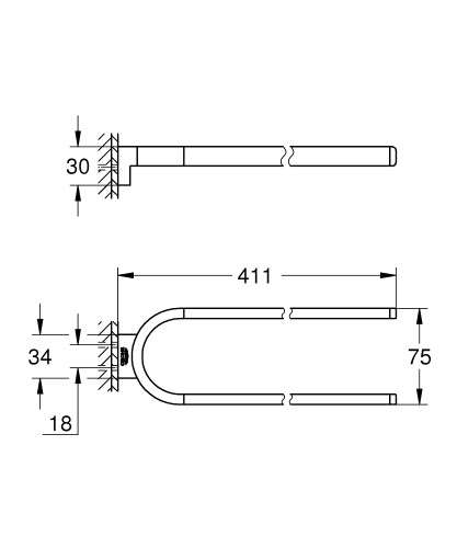 Grohe Selection törölközőtartó, nem forgatható, matt supersteel 41059DC0