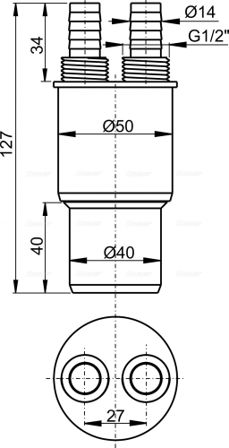 Alcaplast AKS6 Szűkítő csatlakozó HT 40/50×G1/2