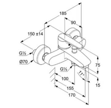 Kludi Active egykaros kádtöltő csaptelep 386830561