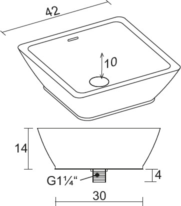 Riho Avella Solid Surface 42x42 cm pultra ültethető mosdó (F7AN6042421110) W016001105