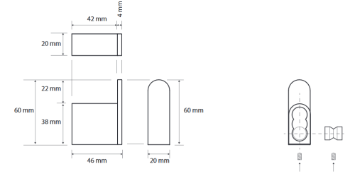 Sapho BEMETA GALLA fogas, 20x60x46mm, matt fekete 108106020