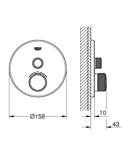 GROHE Grohtherm SmartControl termosztátos színkészlet, matt hard grafit 29118AL0