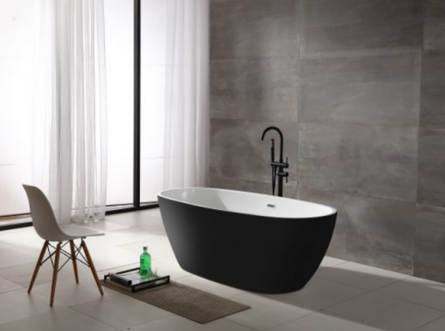 Sanotechnik MANHATTAN 170x80 cm szabadon álló fürdőkád, fekete/fehér G9030