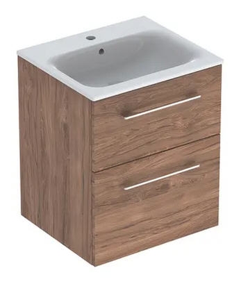 Geberit Selnova Square mosdószekrény két fiókkal, Feketedió hickory/Melaminos faszerkezet 55x48 cm 501.234.00.1